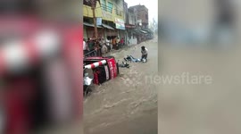 Vehicles swept away by floodwater as incessant rains batter central India