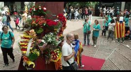 people gathering for the la diada, the national day of catalonia, september 11
