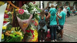 people gathering for the la diada, the national day of catalonia, september 11