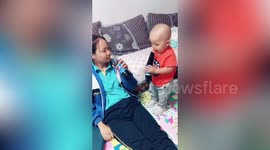 Chinese teenager tricks her greedy younger brother into eating healthy food