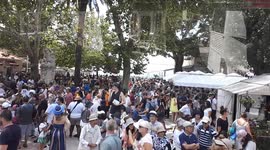 Archive: Tourists queue for shuttle buses back to their cruise ships in Dubrovnik, Croatia