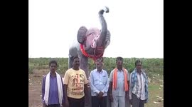 Villagers install giant statue to ward off wild elephants in India