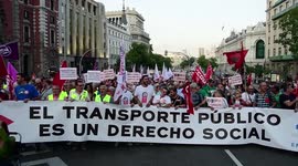 The Metro Machinists Union  demonstration in the center of Madrid