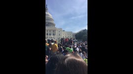 Climate Strike protestors gather in front of Capitol Hill in Washington DC