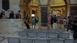 Students demonstrating in the Massachusetts State House