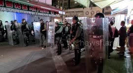 Hong Kong Yuen Long 21st September 2019 - Riot Police move in to clear a street known for street snacks despite there visibility being no protesterss