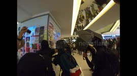 Protesters start vandalizing New Town Plaza mall in Shatin, Hong Kong