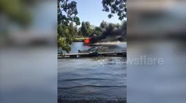 Boat engulfed in flames on River Thames as passengers 'jump for their lives'