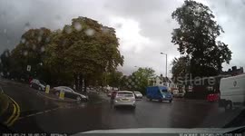 Heavy rain has flooded Bounds Green road in north London.