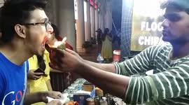That’s a fiery palate cleanser! People eat burning betel leaf at Indian market