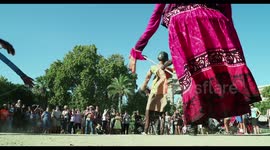 large african dance statues at la merce festival, barcelona, spain