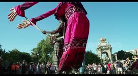 large african dance statues at la merce festival, barcelona, spain