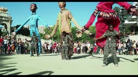 large african dance statues at la merce festival, barcelona, spain