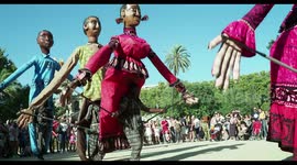 large african dance statues at la merce festival, barcelona, spain