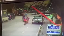 Shocking moment careless motorcycle rider hits Thai schoolgirl, 10, then rides away