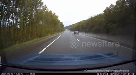 A449 Road Accident scene, car speeding, dashcam footage