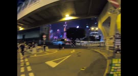 The US National Anthem is played at the protest celebrating the five years of the umbrella movement