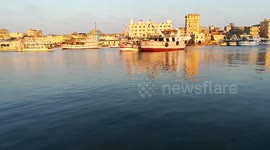 Amazing View Of Boats In Nile Water , Ras El Bar Egypt