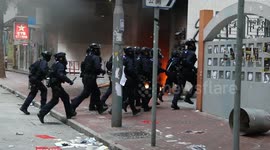 Hong Kong Wan Chai MTR exit on fire as the fire services and police deploy