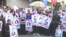 Solidarity sit-in with the Palestinian prisoners in front of the Red Cross in Gaza.