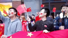 Chinese celebrating National Day of the People's Republic of China