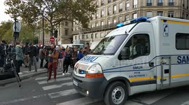Ambulance arrives at the scene of police attack in Paris