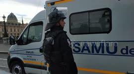 Newsflare Edit - Ambulance arrives at the scene of police attack in Paris