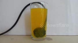 Listen to the intense sounds of an effervescent tablet dissolving next to an underwater microphone