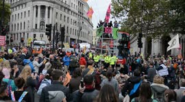 Extinction Rebellion occupy Trafalgar Square in London