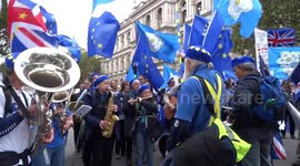 Stop Brexit orchestra plays Glory Glory opposite Number 10 during Extinction Rebellion protests in London - 7 October 2019