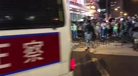 Anti Government Demonstrators Express Anger Towards Riot Police in Hong Kong