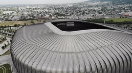 Sunset at BBVA Stadium, “Cerro de la Silla” mountain and city of Monterrey