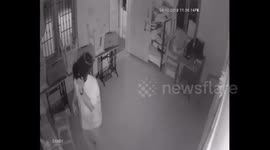 Rubbish robber uses garbage bin to hide face from CCTV in south India