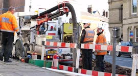 NEWS UK: Day 3 - Cadent Gas engineers working to fix the gas supply to Wirksworth, Derbyshire as it was cut off to 1000 - 1500 homes when a burst water mains flooded the gas supply system.