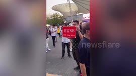 Chinese basketball fans hold 'F*ck Adam Silver' signs after pro-Hong Kong tweet controversy
