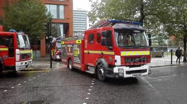 Fire engines leave holding area after four stabbed in Manchester