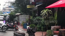 Guy Attacks Woman Outside Bar In Cambodia