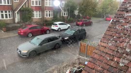 Strange Weather in UK, Hail Stone Sets off Car Alarm