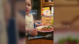 Hilarious video shows three-year-old UK girl turn down her sausages after dad tells her how they are made