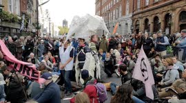 Extinction rebellion protestors in Whitehall