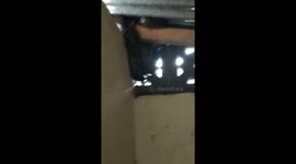 Firefighter rescue a big  phyton snake in the citizens ceiling that scares in Bukittinggi, Indonesia