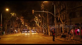 heavy police presence in barcelona at night during protests, 19 october 2019