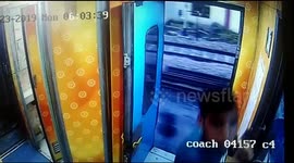 Watch - thief caught on Cam snatching passenger bag from a moving train