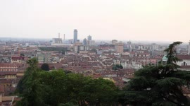 Cinematic view of Italian City and its Church