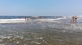 Little girls Enjoys Playing On Ras El Bar Beach