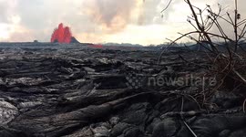Hawaii Kilauea Volcano Eruption in Leilani Estates Showing the Creation of Fissure 8.