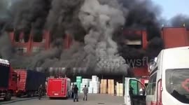 Huge fire breaks out at fur factory in China