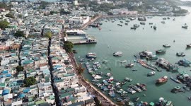 The island of Cheung Chau seen by drone