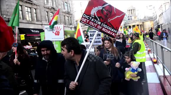 Kurdish community rally in London to protest Turkey's military operation in Syria