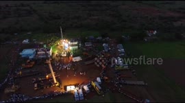 Drone footage of rescue of two year old boy from last 60 hours in southern India.